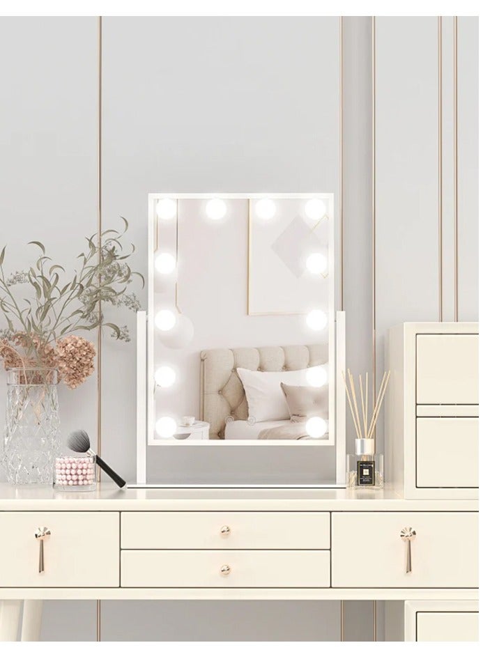 سومكايل مرآة مكياج منضدية كهربائية بتحكم ذكي يعمل باللمس، مرآة تجميل منضدية كهربائية، مرآة تجميل مع 12 مصباح LED قابل للتعتيم مع ثلاثة أوضاع إضاءة ملونة، 360 درجة دوران - Image 5