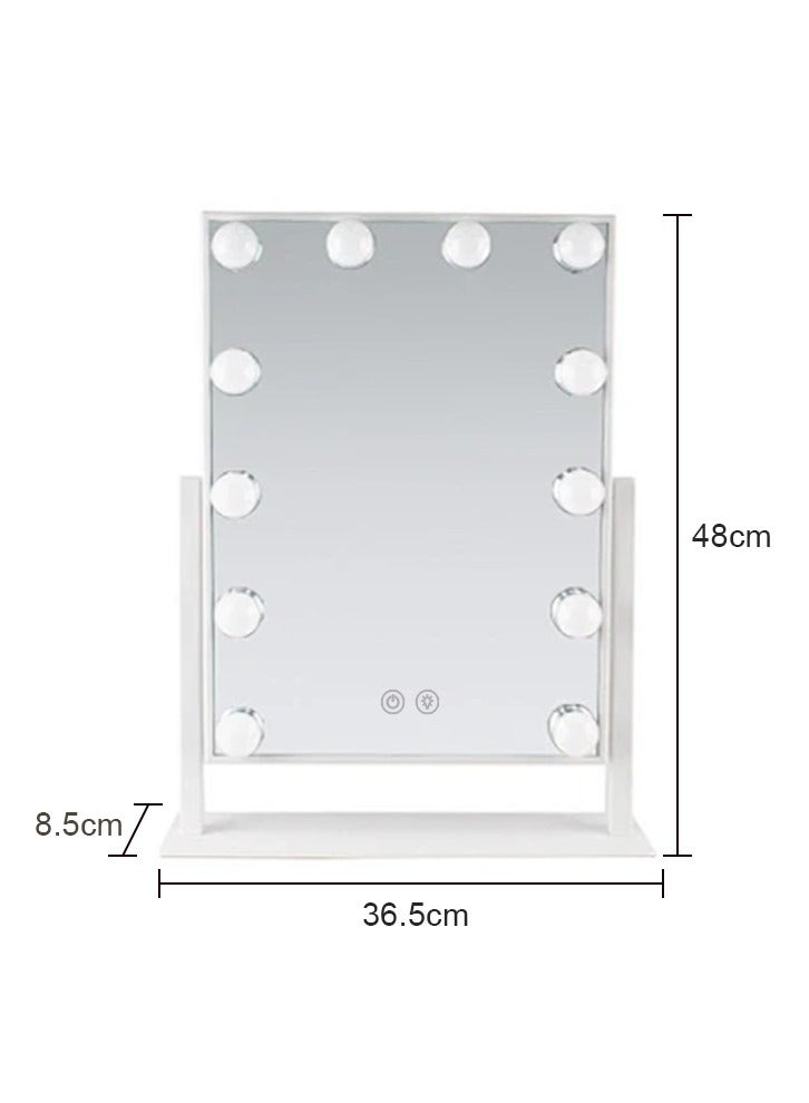 سومكايل مرآة مكياج منضدية كهربائية بتحكم ذكي يعمل باللمس، مرآة تجميل منضدية كهربائية، مرآة تجميل مع 12 مصباح LED قابل للتعتيم مع ثلاثة أوضاع إضاءة ملونة، 360 درجة دوران - Image 4