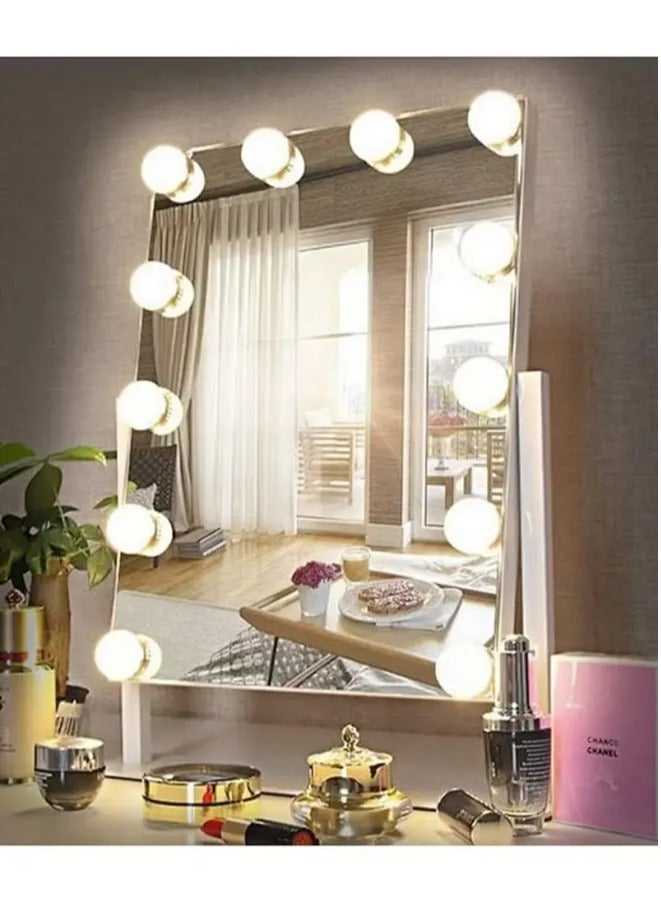 سومكايل مرآة مكياج منضدية كهربائية بتحكم ذكي يعمل باللمس، مرآة تجميل منضدية كهربائية، مرآة تجميل مع 12 مصباح LED قابل للتعتيم مع ثلاثة أوضاع إضاءة ملونة، 360 درجة دوران - Image 1