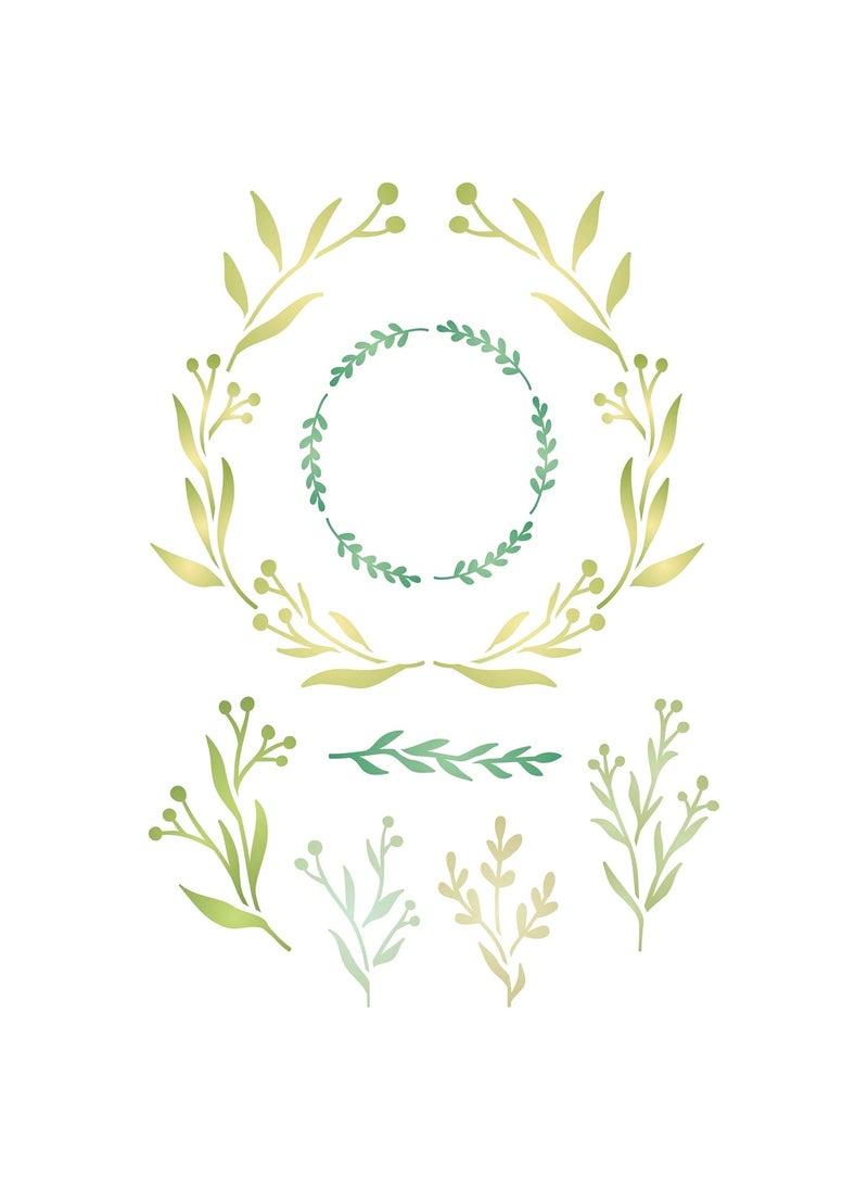 Usnyabni - Olive Leaf Layering Stencil, 4.5 x 6.5 inch - Stencils for Walls Original Wreath Stencil Mask use to Add Texture, Design and Accents to Mixed Media Backgrounds - Image 1
