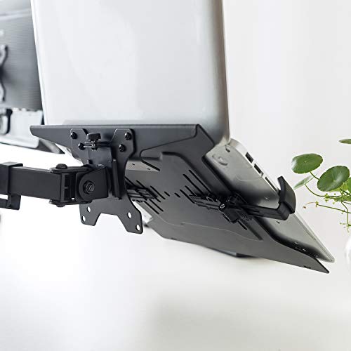 HumanCentric Laptop VESA Mount Tray for Monitor Arms and Stands, Fits 75x75 and 100x100 mm VESA Mount Holes, Fully Secures Laptop with Adjustable Clamps 9.5" to 16.5” Width, Rubber Pads - Image 4