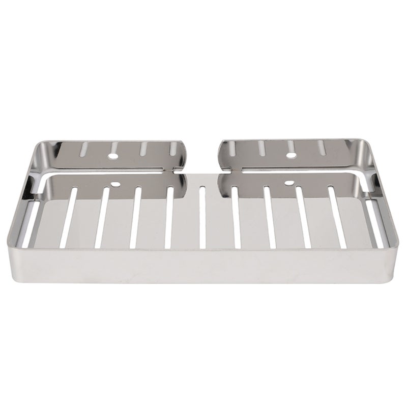 Stainless Steel Soap Holder: 304 Stainless Steel Silver, Anti-corrosion Wear-resistant - Rounded Corner Design, Heavy-duty With 2 Hooks, Wall Mounted Soap Dish for Bathroom Kitchen - Image 2