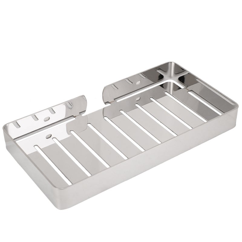 Stainless Steel Soap Holder: 304 Stainless Steel Silver, Anti-corrosion Wear-resistant - Rounded Corner Design, Heavy-duty With 2 Hooks, Wall Mounted Soap Dish for Bathroom Kitchen - Image 4