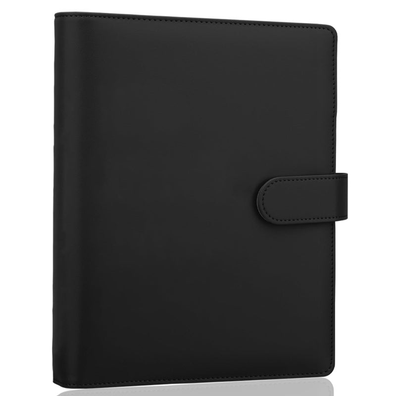 Antner A5 Binder 6 Ring Refillable Notebook Planner Cover for A5 Planner Inserts & Refill Paper, PU Leather Loose Leaf Personal Organizer Photocard Holder Budget Binder with Magnetic Buckle, Black - Image 1