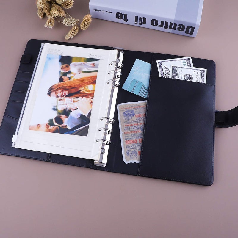 Antner A5 Binder 6 Ring Refillable Notebook Planner Cover for A5 Planner Inserts & Refill Paper, PU Leather Loose Leaf Personal Organizer Photocard Holder Budget Binder with Magnetic Buckle, Black - Image 4