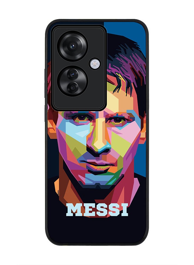 Stylizedd Rugged Black edge case for Oppo Reno11 F / Oppo F25 Pro 5G, Slim fit Soft Case Flexible Rubber Edges Anti Drop TPU Gel Thin Cover -  Poly Messi - Image 1
