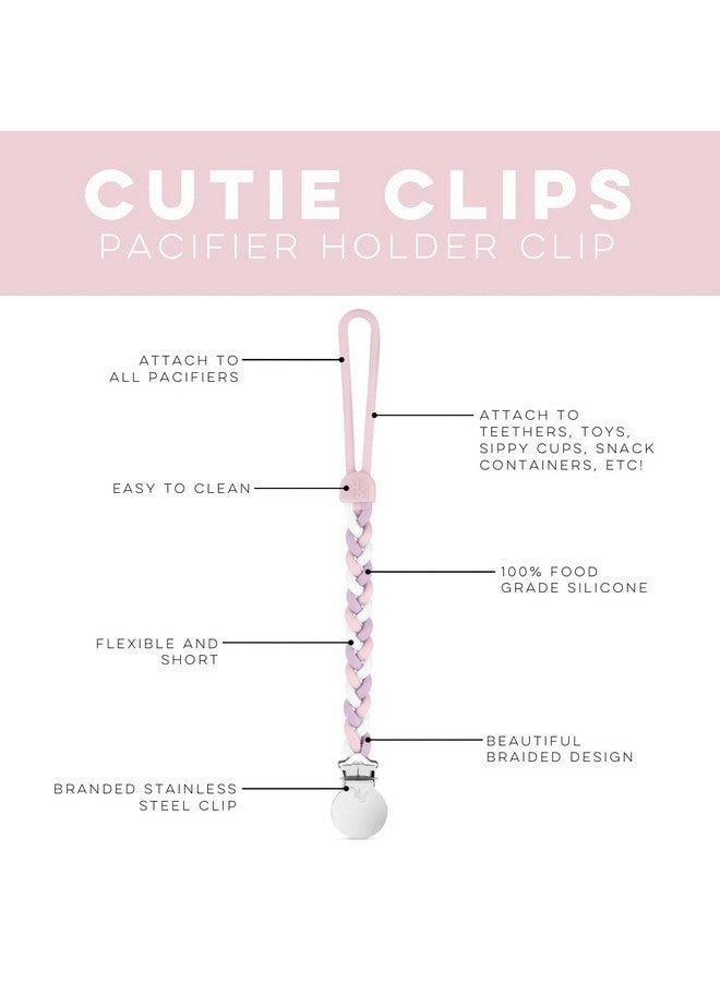 Ryan & Rose Ryan & Rose Cutie Clip Braiden Pacifier Clip - Braided Silicone (Dollhouse) - Image 2
