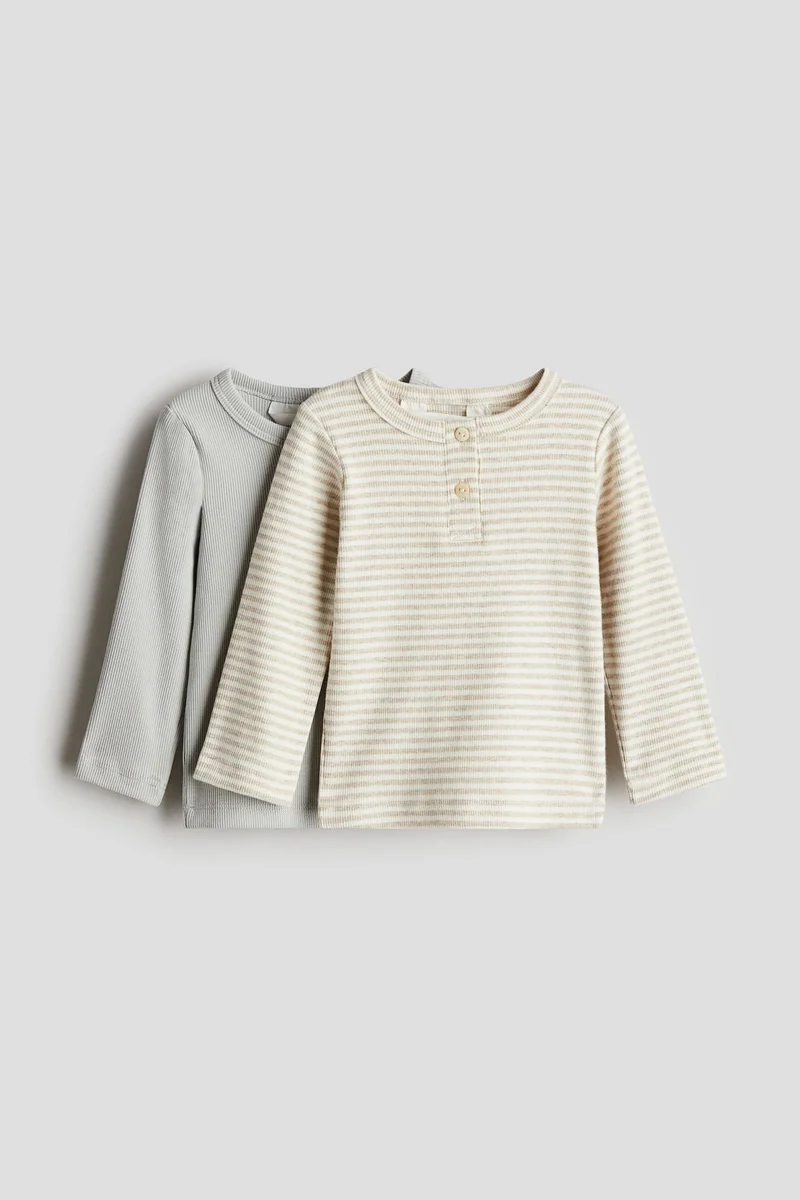 H&M 2-pack cotton Henley tops