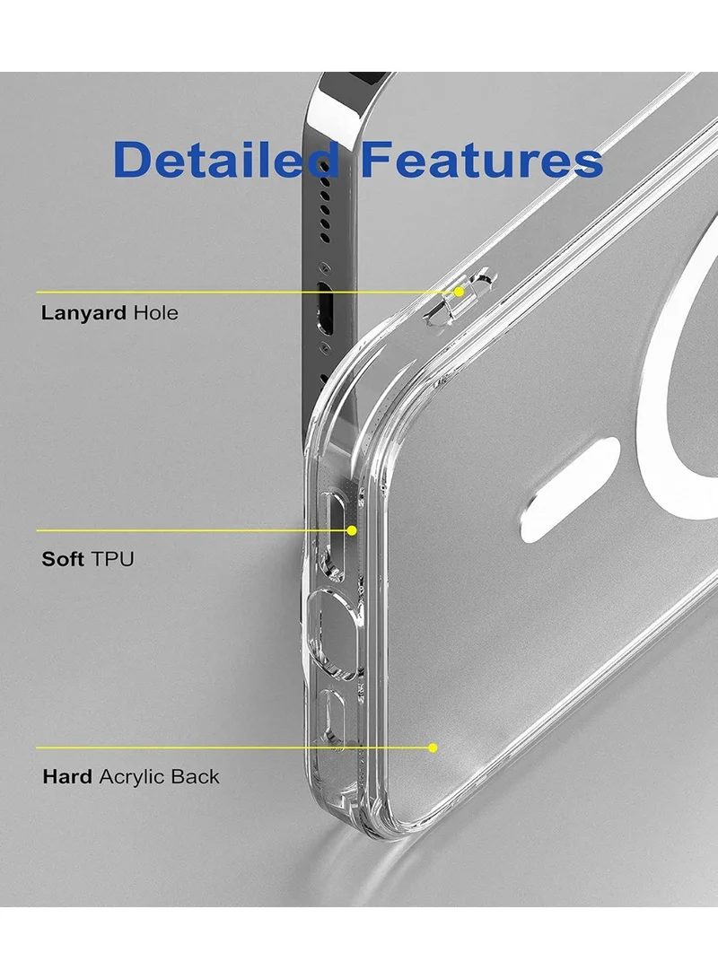 MG Maxguard Efficiente Series Magnetic Clear Case for iPhone 13 Pro,Transparent Protective Cover 13 Pro Case, Anti-Yellow Slim Back Case Crystal Clear Phone Cover