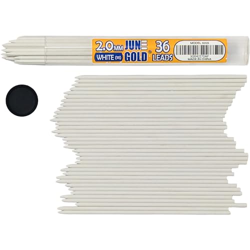 June Gold 36 White (Porcelain #111) Colored 2.0 mm Lead Refills, Bold Thickness for Heavy Use, Break Resistant with a Convenient Dispenser - Image 1