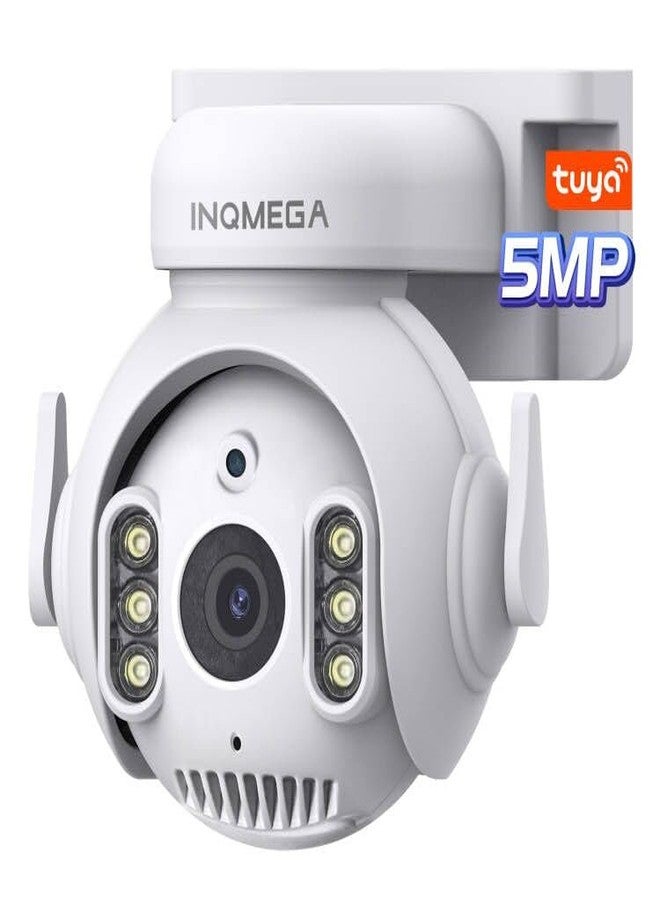 INQMEGA 5MP TUYA Smart Camera,Security Home Surveillance Camera with 2.4G WiFi,2-Way Audio, Full Color Night Vision, Waterproof, Motion Detection, Spotlight & Siren - Image 1