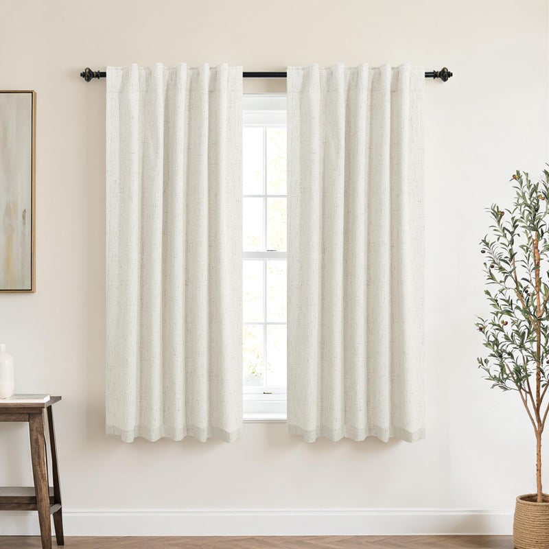 KOUFALL Linen Half French Door Curtains for Window Set of 2 Blackout Short 40 Inch Length Privacy Small Curtains for Front Back Door Glass Window Kitchen - Image 3