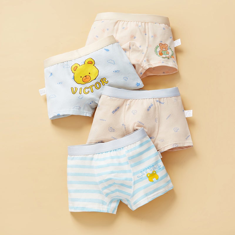 Childrens underwear boys cotton boxers baby middle and big childrens boxers Boys student shorts cross-border wholesale DH059 [4 pack]] 