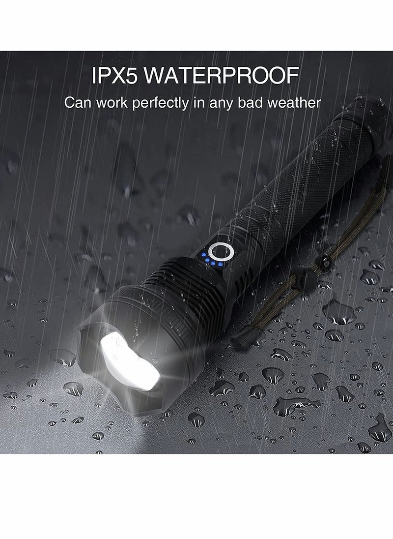 90000 Lumens Rechargeable LED Flashlights Super Bright Zoomable Waterproof Flashlight Powerful Handheld Flashlight Included 3 Modes for Camping Emergencies