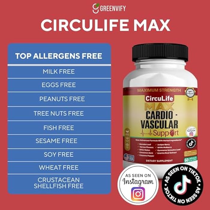 GREENVIFY CircuLife Max Cardiovascular Support, Maximum Strength, Herbal Ingredients, 60 Capsules (1) - Image 2
