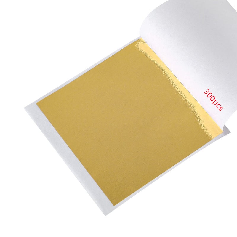 DECONICER 300 pcs Imitation Gold Leaf SheetsGold Foil Sheets are Suitable for ArtGildingDecorationCraftsPicturesFramesSculptureFurniture315335 inches - Image 3