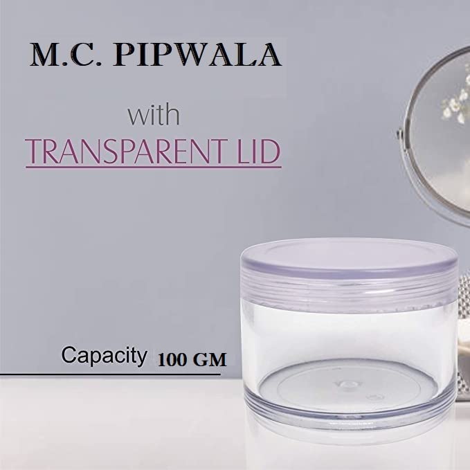 M.C. PIPWALA MC PIPWALA 100 gm Empty Transparent acrylic cosmetic Containers For CosmeticsPACK OF 3  - Image 3