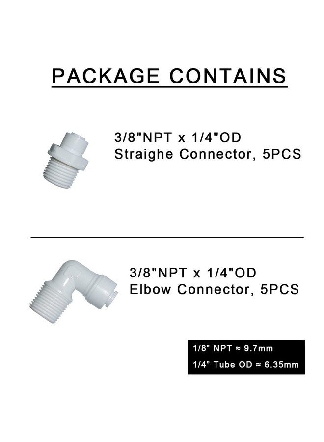 MALIDA Quick Connector Male Adapter Elbow and Straight Combination, 3/8 Inch NPT Thread x 1/4 Inch Tube OD Push to Connect Fittings, for Water Filter purification systems.(pack of 10) - Image 2