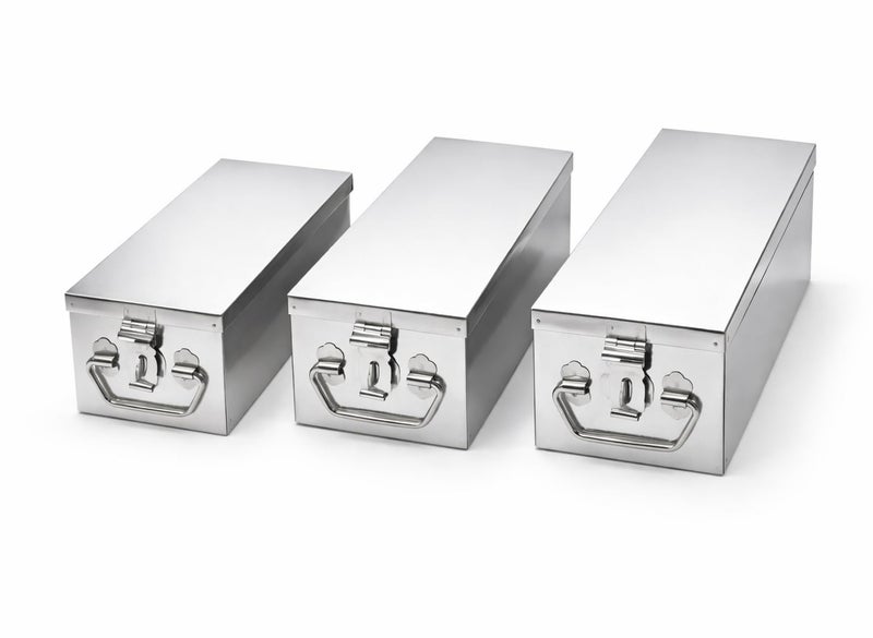 JOWEL Stainless Steel Locker Boxes Jewellery Boxes Cash Peti Set (Multi_Pack of 3) Size - 8 Inch, 10 Inch, 12 Inch - Image 2