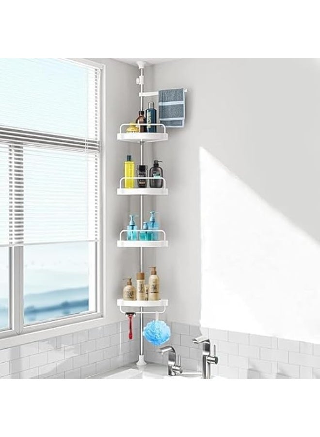 Rust-Resistant Corner Shower Caddy with Tension Pole – Bathroom & Bathtub Organizer with Storage Shelves for Accessories- h - Image 3