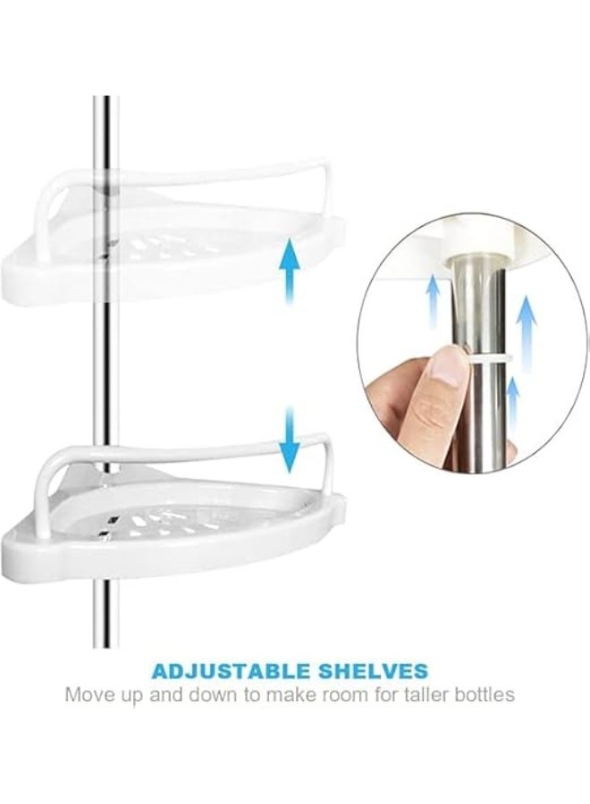 Rust-Resistant Corner Shower Caddy with Tension Pole – Bathroom & Bathtub Organizer with Storage Shelves for Accessories- h - Image 4