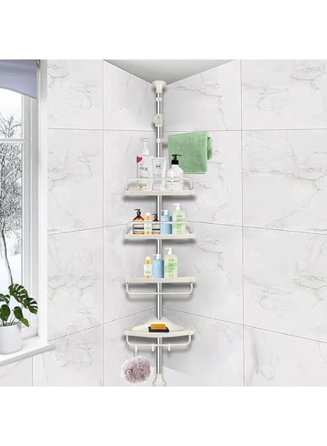 Rust-Resistant Corner Shower Caddy with Tension Pole – Bathroom & Bathtub Organizer with Storage Shelves for Accessories- h - Image 2