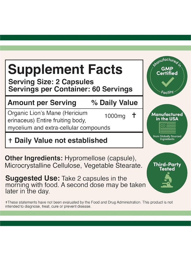 مكملات خشبية مزدوجة مكملات خشبية مزدوجة فطر عرف الأسود - 120 كبسولة 500 ملغ - Image 2