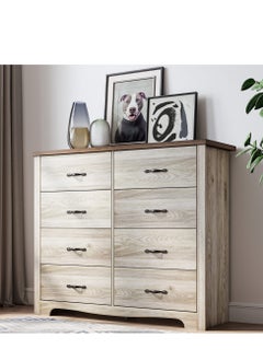 LINSY HOME LINSY HOME  -  Wood Dresser Closet With 8 Drawers , Dressers Organizer for Bed Room Living Room, Kids Room, Nursery, Hallway, Beige Color, size 120L*39.8W*102.1H cm  - Image 1