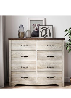 LINSY HOME LINSY HOME  -  Wood Dresser Closet With 8 Drawers , Dressers Organizer for Bed Room Living Room, Kids Room, Nursery, Hallway, Beige Color, size 120L*39.8W*102.1H cm  - Image 3