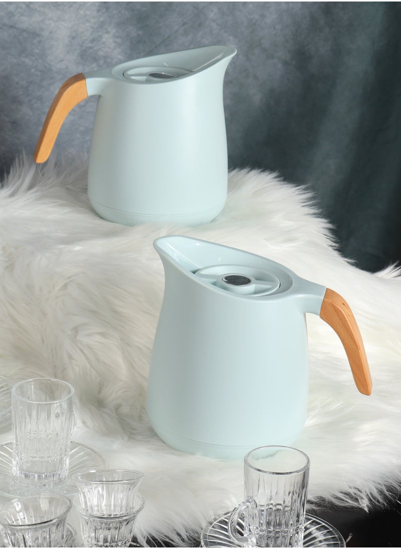 HOMEVEO 1 liter tea and coffee thermos set - elegant design with a plastic outer body and a stainless steel inner body that retains heat for long periods  - Image 1