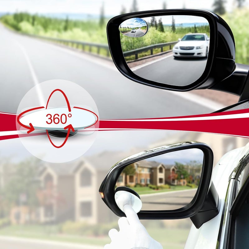 LivTee Blind Spot Mirror, Oval HD Glass Frameless Convex Rear View Mirror with wide angle Adjustable Stick for Cars SUV and Trucks, Pack of 2 - Image 5