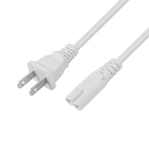 VSEER 2-Pack UL Listed SPT2 18AWG 2 Prong Figure-8 Non-Polarized Universal Replacement Power Cable Cord (NEMA 1-15P to IEC C7),White (1FT) - Image 2