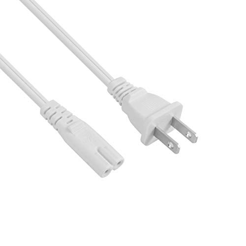 VSEER 2-Pack UL Listed SPT2 18AWG 2 Prong Figure-8 Non-Polarized Universal Replacement Power Cable Cord (NEMA 1-15P to IEC C7),White (1FT) - Image 3