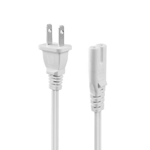 VSEER 2-Pack UL Listed SPT2 18AWG 2 Prong Figure-8 Non-Polarized Universal Replacement Power Cable Cord (NEMA 1-15P to IEC C7),White (1FT) - Image 4