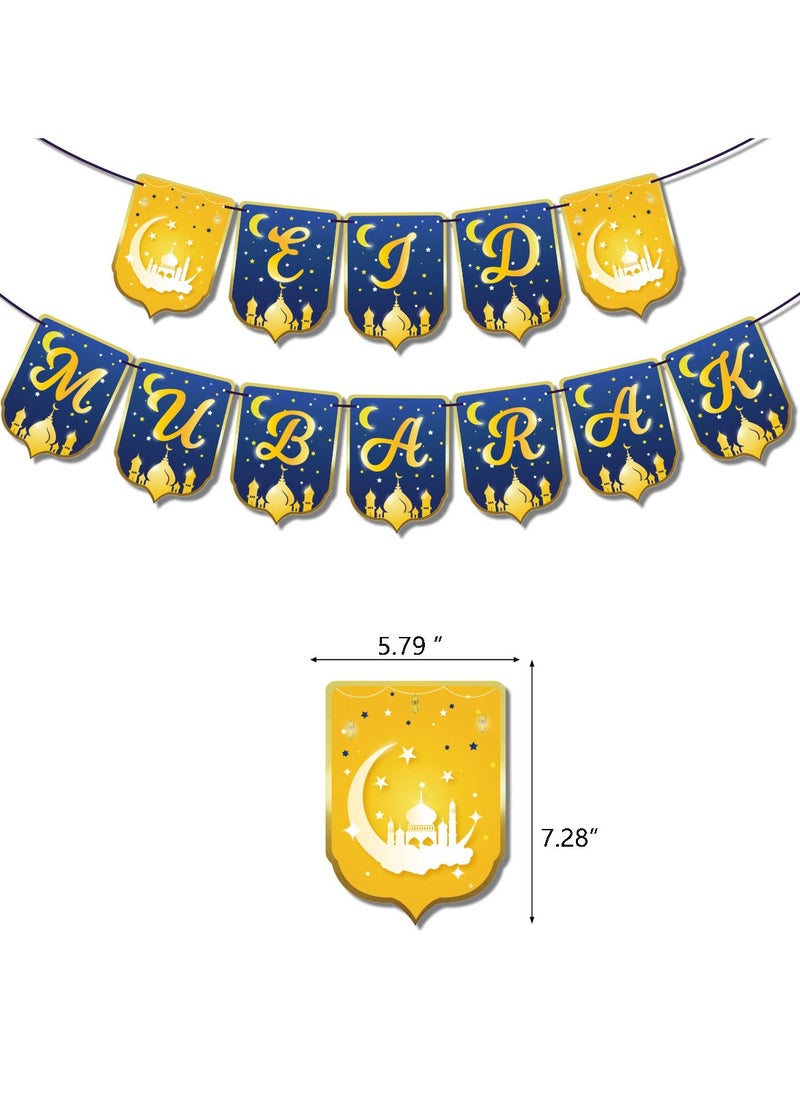 Harse Eid Mubarak Decoration Set, Party Supplies, Suitable for Ramadan and Eid Themed Party Decorations, Including Eid and Ramadan Banners, Latex Moon Balloons, Cake Toppers, Perfect for Eid Celebration Party Supplies  - Image 5