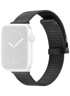 Butterfly Buckle Milanese Metal Replacement Strap Watchband For Apple Watch Series 7/6/SE/5/4/3/2/1 42/44/45mm Black