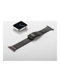 NIBEMINENT Butterfly Buckle Milanese Metal Replacement Strap Watchband For Apple Watch Series 7/6/SE/5/4/3/2/1 42/44/45mm Black  - Image 3