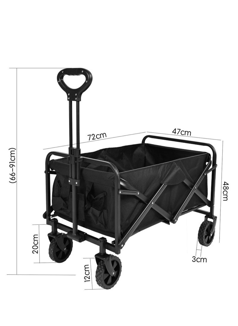 Outdoor.Market - Heavy-Duty Folding Wagon Cart – Collapsible Utility Beach & Garden Trolley with Adjustable Handle & 360° Wheels | Large Capacity, Portable for Camping, Picnic, Outdoor Use – Black - Image 1