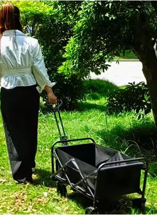 Outdoor.Market - Heavy-Duty Folding Wagon Cart – Collapsible Utility Beach & Garden Trolley with Adjustable Handle & 360° Wheels | Large Capacity, Portable for Camping, Picnic, Outdoor Use – Black - Image 1