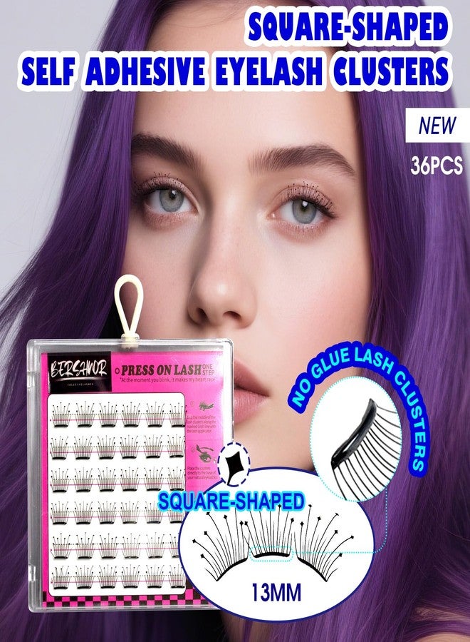 BERSHNOR Square-Shaped Self Adhesive Eyelashes Clusters Fake Lashes Stick on Lashes No Glue Needed - Image 2