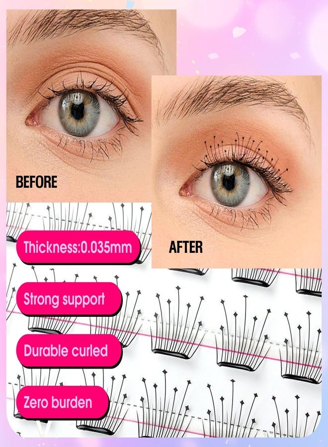 BERSHNOR Square-Shaped Self Adhesive Eyelashes Clusters Fake Lashes Stick on Lashes No Glue Needed - Image 3