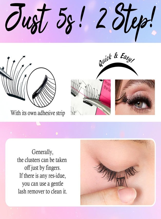 BERSHNOR Square-Shaped Self Adhesive Eyelashes Clusters Fake Lashes Stick on Lashes No Glue Needed - Image 5