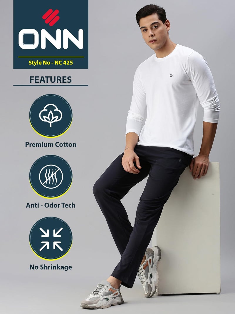 ONN Men's White Full Sleeves Round Neck T-Shirt(Size : X-Large) - Image 2