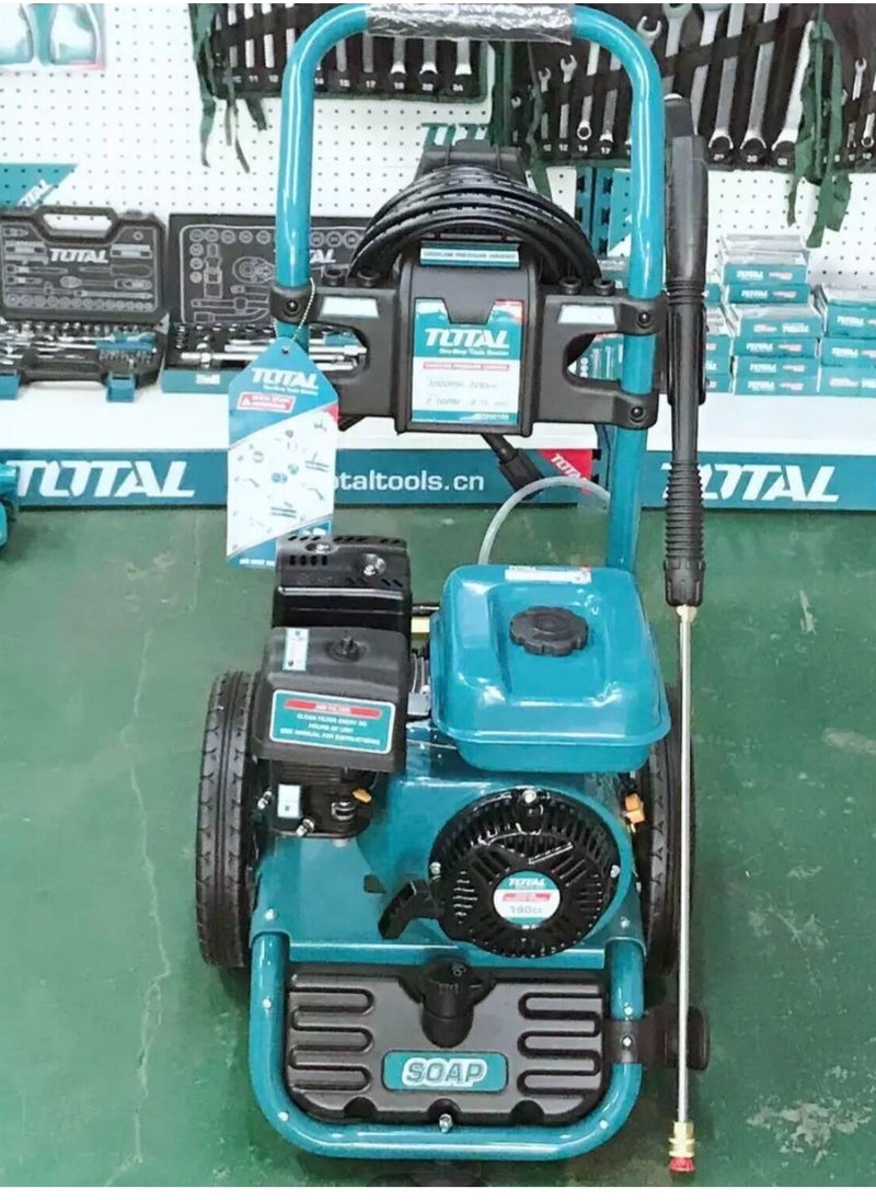TOTAL - Super Total 3100PSI Portable Gasoline Pressure Washer - Powerful Motor 6HP 4-Stroke Engine, 3-Piston Axial Pump with 2 Wheels, Ideal for Heavy-Duty Cleaning, Car, Garden, Farms & Home - Image 1