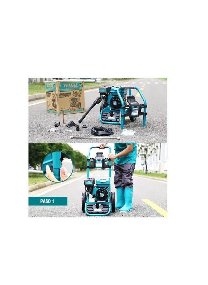 TOTAL - Super Total 3100PSI Portable Gasoline Pressure Washer - Powerful Motor 6HP 4-Stroke Engine, 3-Piston Axial Pump with 2 Wheels, Ideal for Heavy-Duty Cleaning, Car, Garden, Farms & Home - Image 1