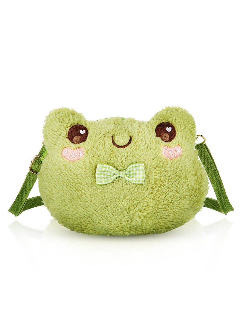 SYOSI Plush Crossbody Bag for Girl Cute Lolita Anime Plush Purse for Women Soft Fluffy Frog Crossbody Bag with Chain Strap - Image 1