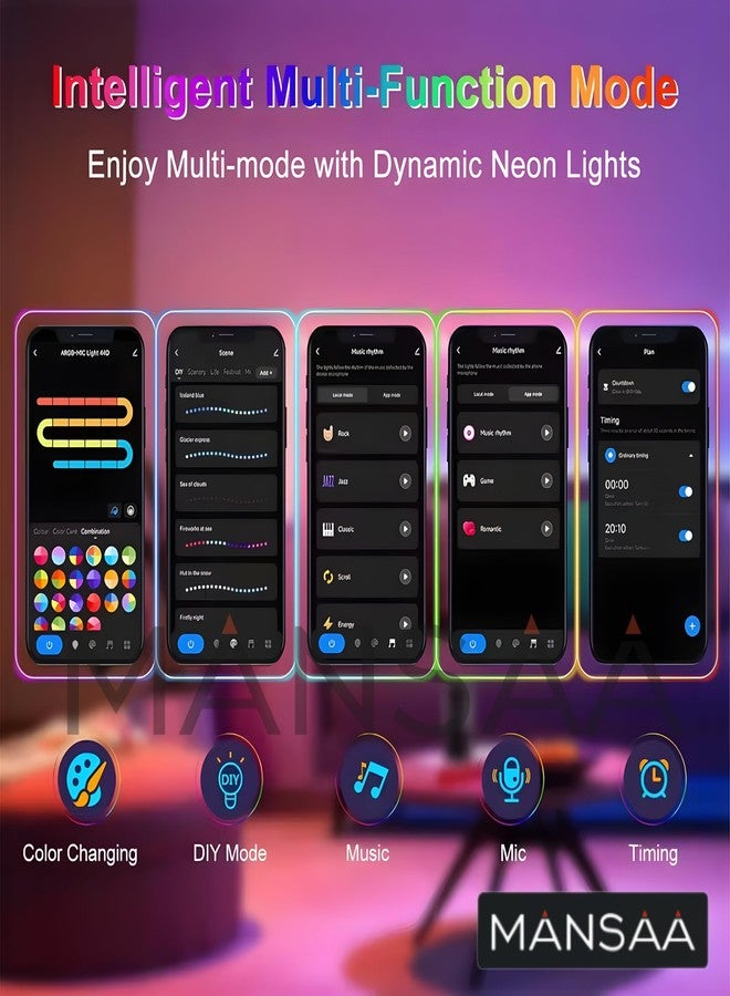 MANSAA LED Strip Light | 5 Metre | Neon Light Strip, Neon Light, Neon, App & Remote Control, 8 Blinking Modes, Music Sync, USB Powered (RGB) - Image 4
