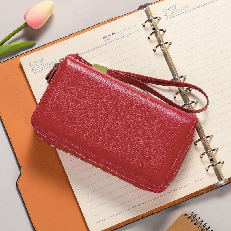 SENDEFN Leather Women Wallet RFID Blocking Zipper Around Phone Holder Clutch Wristlet Large Capacity - Image 5