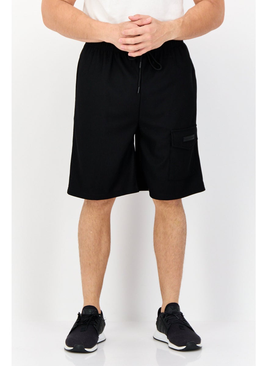 Core Elements Men Brand Logo Basic Shorts, Black  - Image 1