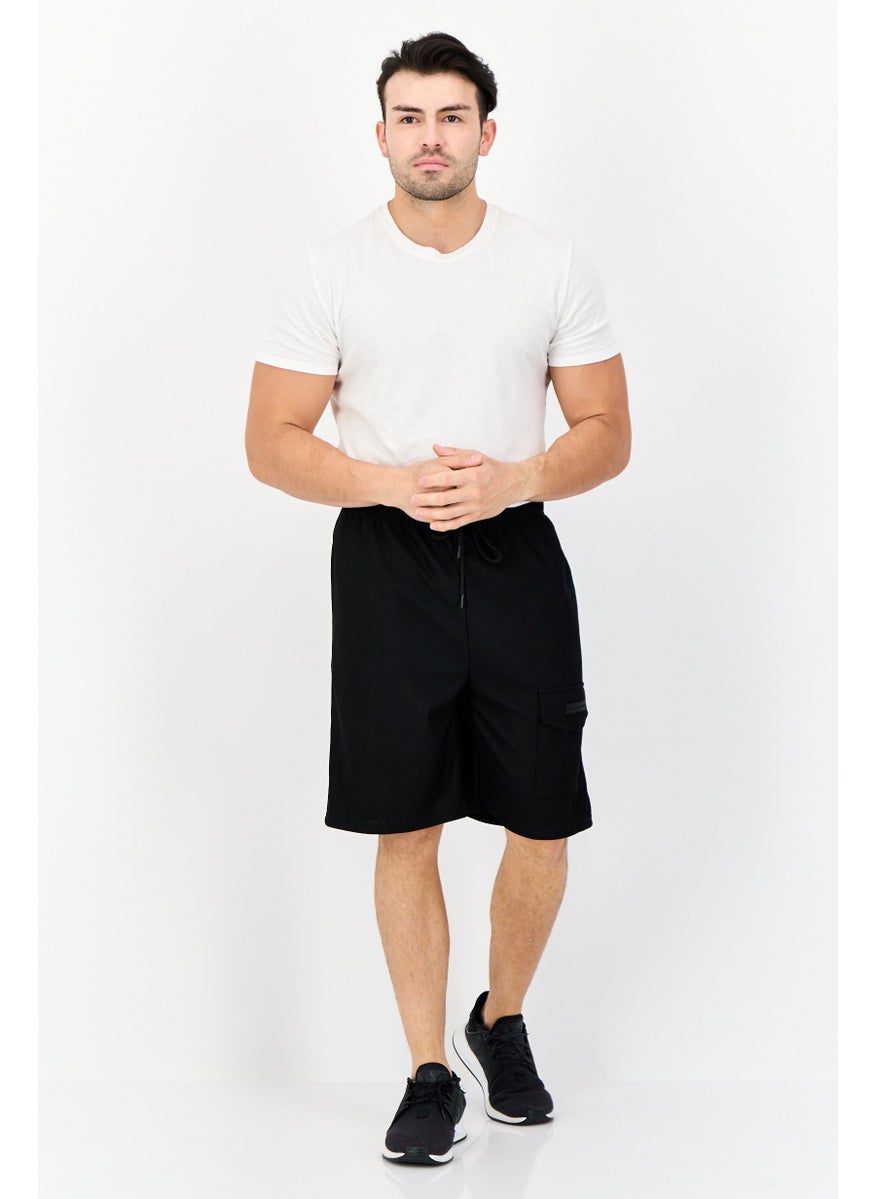 Core Elements Men Brand Logo Basic Shorts, Black  - Image 2